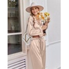 image:imageEkouaer Womens Satin Silk Pajamas Long Sleeve Button Up Pjs Lounge Sets  Soft 2Piece Set Adjustable Drawstring Waistband Side Pockets Ideal for Sleep Lounging PartyChampagne