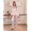 image:imageEkouaer Womens Satin Silk Pajamas Long Sleeve Button Up Pjs Lounge Sets  Soft 2Piece Set Adjustable Drawstring Waistband Side Pockets Ideal for Sleep Lounging PartyPink Plaid Bow