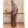 image:imageEkouaer Womens Satin Silk Pajamas Long Sleeve Button Up Pjs Lounge Sets  Soft 2Piece Set Adjustable Drawstring Waistband Side Pockets Ideal for Sleep Lounging PartyBrown