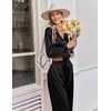image:imageEkouaer Womens Satin Silk Pajamas Long Sleeve Button Up Pjs Lounge Sets  Soft 2Piece Set Adjustable Drawstring Waistband Side Pockets Ideal for Sleep Lounging PartyBlack