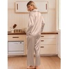 image:imageEkouaer Womens Satin Silk Pajamas Long Sleeve Button Up Pjs Lounge Sets  Soft 2Piece Set Adjustable Drawstring Waistband Side Pockets Ideal for Sleep Lounging PartyChampagne