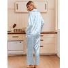 image:imageEkouaer Womens Satin Silk Pajamas Long Sleeve Button Up Pjs Lounge Sets  Soft 2Piece Set Adjustable Drawstring Waistband Side Pockets Ideal for Sleep Lounging PartyBlue Leopard
