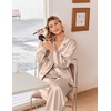 image:imageEkouaer Womens Satin Silk Pajamas Long Sleeve Button Up Pjs Lounge Sets  Soft 2Piece Set Adjustable Drawstring Waistband Side Pockets Ideal for Sleep Lounging PartyChampagne