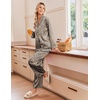 image:imageEkouaer Womens Satin Silk Pajamas Long Sleeve Button Up Pjs Lounge Sets  Soft 2Piece Set Adjustable Drawstring Waistband Side Pockets Ideal for Sleep Lounging PartyBrown Leopard
