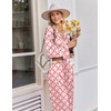 image:imageEkouaer Womens Satin Silk Pajamas Long Sleeve Button Up Pjs Lounge Sets  Soft 2Piece Set Adjustable Drawstring Waistband Side Pockets Ideal for Sleep Lounging PartyRed Plaid Strawberry