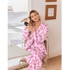 image:imageEkouaer Womens Satin Silk Pajamas Long Sleeve Button Up Pjs Lounge Sets  Soft 2Piece Set Adjustable Drawstring Waistband Side Pockets Ideal for Sleep Lounging PartyPink Bow
