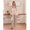 image:imageEkouaer Womens Satin Silk Pajamas Long Sleeve Button Up Pjs Lounge Sets  Soft 2Piece Set Adjustable Drawstring Waistband Side Pockets Ideal for Sleep Lounging PartyChampagne