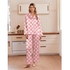 image:imageEkouaer Womens Satin Silk Pajamas Long Sleeve Button Up Pjs Lounge Sets  Soft 2Piece Set Adjustable Drawstring Waistband Side Pockets Ideal for Sleep Lounging PartyRed Plaid Strawberry