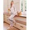image:imageEkouaer Womens Satin Silk Pajamas Long Sleeve Button Up Pjs Lounge Sets  Soft 2Piece Set Adjustable Drawstring Waistband Side Pockets Ideal for Sleep Lounging PartyPink Plaid Bow