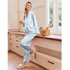 image:imageEkouaer Womens Satin Silk Pajamas Long Sleeve Button Up Pjs Lounge Sets  Soft 2Piece Set Adjustable Drawstring Waistband Side Pockets Ideal for Sleep Lounging PartyBlue Leopard