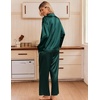 image:imageEkouaer Womens Satin Silk Pajamas Long Sleeve Button Up Pjs Lounge Sets  Soft 2Piece Set Adjustable Drawstring Waistband Side Pockets Ideal for Sleep Lounging PartyDark Green