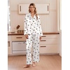 image:imageEkouaer Womens Satin Silk Pajamas Long Sleeve Button Up Pjs Lounge Sets  Soft 2Piece Set Adjustable Drawstring Waistband Side Pockets Ideal for Sleep Lounging PartyWhite Winebowl