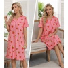 image:imageEkouaer Zipper Robes for Women Short Knit Lightweight Bathrobe with Pockets  Short Sleeve Two Pockets Zip Up Robes House Coats for Women Soft Lightweight Fabric Sleepwear Travel AirportPink Strawberry