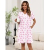 image:imageEkouaer Zipper Robes for Women Short Knit Lightweight Bathrobe with Pockets  Short Sleeve Two Pockets Zip Up Robes House Coats for Women Soft Lightweight Fabric Sleepwear Travel AirportPink Bow