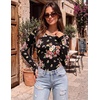 image:imageLong Sleeve Shirts for Women Thumb Hole Fitted Tops Thermal Layering Tees  Round Neck Thermal Undershirts Slim Fit Underwear Tops Casual Fall Outfits Trendy Y2K TShirts Work amp Going Out TopsFloral Black