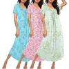image:imageEkouaer Long Nightgowns for Women 3 Pack House Dress Plus Size Moo Moos  V Neck Night GownsShort Sleeve Sleep DressLadies Lounge DressSoft Sleep ShirtCasual Night dress for SleepingDaily WearPink FlowersPurple StarBlue Butterfly