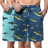 Navy Blue and Light Fishing Print