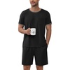 image:imageEkouaer Mens Pajamas Sets Shorts Soft Short Sleeve Pjs  Round Neck Summer Sleepwear Soft Casual Sleep Nightwear Lounge Sets Pants with Pockets SXXLBlack