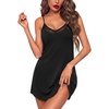 image:imageEkouaer Nightgowns for Women Bamboo Viscose Night Dress Sleeveless Chemise  Womens Spaghetti Strap Night GownSexy Lingerie Babydoll Sleep DressCami SleepwearSummer Pajama DressLace SleepshirtBlack