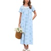 image:imageEkouaer Nightgowns for Women Cotton Long Night Gown Short Sleeve Nightdress  House Dress For Women With PocketsButton SleepshirtsLadies Summer SleepwearSoft Night DressVictorian SleepdressBlue Florals