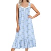 image:imageEkouaer Nightgowns for Women Long Sleeveless Night Gown Button Sleepshirt  Victorian NightdressButton SleepshirtSummer Sleep DressSoft Sleepwear Suitable for SleepLoungeDaily WearBlue Flowers