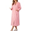 image:imageEkouaer Women Zipper Robe Fleece Long Sleeves Bathrobe Sleepwear Warm Soft Housecoat with Pockets Zip Up House DressesPink
