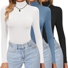 image:imageEkouaer Womens 3 Pack Turtleneck Shirts Long Sleeve Mock Undershirts  Mock Neck Soft Base Layer Thermal Tops Underwear Stretchy Fit Buttery Soft Fashion Winter ClothesBlackWhiteBlue