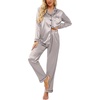 image:imageEkouaer Womens Classic Button Down Long Satin Silk Pajama Set  Soft Satin Pajamas MixMatch Daily Look Chest PocketElastic Waist Gift For LadiesSilver