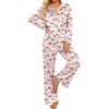 image:imageEkouaer Womens Satin Silk Pajamas Long Sleeve Button Up Pjs Lounge Sets  Soft 2Piece Set Adjustable Drawstring Waistband Side Pockets Ideal for Sleep Lounging PartyPink Plaid Bow