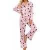 image:imageEkouaer Womens Satin Silk Pajamas Long Sleeve Button Up Pjs Lounge Sets  Soft 2Piece Set Adjustable Drawstring Waistband Side Pockets Ideal for Sleep Lounging PartyPink Winebowl