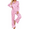 image:imageEkouaer Womens Satin Silk Pajamas Long Sleeve Button Up Pjs Lounge Sets  Soft 2Piece Set Adjustable Drawstring Waistband Side Pockets Ideal for Sleep Lounging PartyPink Bow