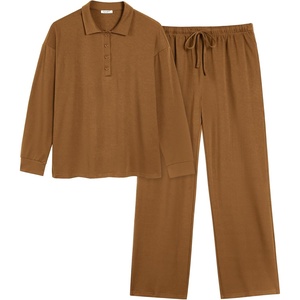 image:imageEkouaer Lounge Sets for Women 2 Piece Outfits 2026 Long Sleeve Top with PantsLight Brown