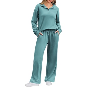 image:imageEkouaer Lounge Sets for Women 2 Piece Outfits 2026 Long Sleeve Top with PantsPeacock Blue
