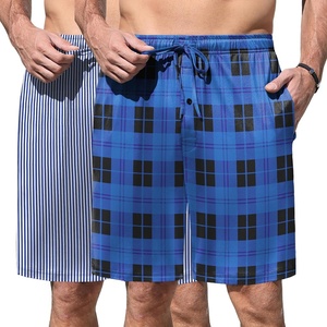 image:imageEkouaer Mens Pajama Shorts Soft Sleepwear Bottoms Pj Shorts with Pocket  Drawstring Elastic Waistband Sleep PantsSummerFallFunny PrintBeach Vacation OutfitGift For BirthdayAnniversaryHusbandBlue and White Plaid  Stripe