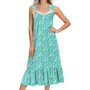 image:imageEkouaer Nightgowns for Women Long Sleeveless Night Gown Button Sleepshirt  Victorian NightdressButton SleepshirtSummer Sleep DressSoft Sleepwear Suitable for SleepLoungeDaily WearGreen Floral