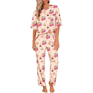 image:imageEkouaer Pajamas for Women Set Silky Satin 2 Piece Lounge Sets with Pockets  Lightweight pjselastic waist long pantsloose drop shoulderallseason daily weargreat giftwedding bridal partySXXXLCherry Teddy