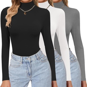 image:imageEkouaer Womens 3 Pack Turtleneck Shirts Long Sleeve Mock Undershirts  Mock Neck Soft Base Layer Thermal Tops Underwear Stretchy Fit Buttery Soft Fashion Winter ClothesBlackWhiteDark Grey