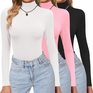 image:imageEkouaer Womens 3 Pack Turtleneck Shirts Long Sleeve Mock Undershirts  Mock Neck Soft Base Layer Thermal Tops Underwear Stretchy Fit Buttery Soft Fashion Winter ClothesBlackWhitePink
