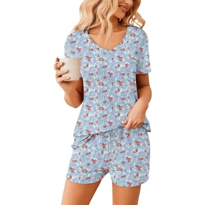 image:imageEkouaer Womens Pajama Sets Shorts Soft 2 Piece Lounge Set with Chest Pocket  Lightweight Sleepwear Vneck short sleeve top with drawstring shorts casual Pjs for allseason daily wear available in XSRose