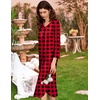 image:imageEkouaer Long Nightgowns for Women Button Sleepwear House Dress with Pockets  Plaid Sleep Shirt 34 Sleeve Night Shirt Soft Lounge Dress Plus Size Pajama Dress Winter Night Dress Daily Wear HomeRedblack Plaid
