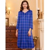 image:imageEkouaer Long Nightgowns for Women Button Sleepwear House Dress with Pockets  Plaid Sleep Shirt 34 Sleeve Night Shirt Soft Lounge Dress Plus Size Pajama Dress Winter Night Dress Daily Wear HomeBluepink Plaid