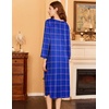 image:imageEkouaer Long Nightgowns for Women Button Sleepwear House Dress with Pockets  Plaid Sleep Shirt 34 Sleeve Night Shirt Soft Lounge Dress Plus Size Pajama Dress Winter Night Dress Daily Wear HomeBluepink Plaid