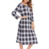 image:imageEkouaer Long Nightgowns for Women Button Sleepwear House Dress with Pockets  Plaid Sleep Shirt 34 Sleeve Night Shirt Soft Lounge Dress Plus Size Pajama Dress Winter Night Dress Daily Wear HomeBlack Plaid