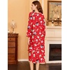 image:imageEkouaer Long Nightgowns for Women Button Sleepwear House Dress with Pockets  Plaid Sleep Shirt 34 Sleeve Night Shirt Soft Lounge Dress Plus Size Pajama Dress Winter Night Dress Daily Wear HomeChristmas Print