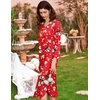 image:imageEkouaer Long Nightgowns for Women Button Sleepwear House Dress with Pockets  Plaid Sleep Shirt 34 Sleeve Night Shirt Soft Lounge Dress Plus Size Pajama Dress Winter Night Dress Daily Wear HomeChristmas Print