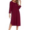 image:imageEkouaer Long Nightgowns for Women Button Sleepwear House Dress with Pockets  Plaid Sleep Shirt 34 Sleeve Night Shirt Soft Lounge Dress Plus Size Pajama Dress Winter Night Dress Daily Wear HomeWine Red