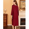 image:imageEkouaer Long Nightgowns for Women Button Sleepwear House Dress with Pockets  Plaid Sleep Shirt 34 Sleeve Night Shirt Soft Lounge Dress Plus Size Pajama Dress Winter Night Dress Daily Wear HomeRedblack Plaid