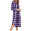 image:imageEkouaer Long Nightgowns for Women Button Sleepwear House Dress with Pockets  Plaid Sleep Shirt 34 Sleeve Night Shirt Soft Lounge Dress Plus Size Pajama Dress Winter Night Dress Daily Wear HomePurple Plaid