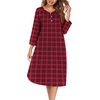 image:imageEkouaer Long Nightgowns for Women Button Sleepwear House Dress with Pockets  Plaid Sleep Shirt 34 Sleeve Night Shirt Soft Lounge Dress Plus Size Pajama Dress Winter Night Dress Daily Wear HomeRedgreen Plaid
