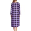 image:imageEkouaer Long Nightgowns for Women Button Sleepwear House Dress with Pockets  Plaid Sleep Shirt 34 Sleeve Night Shirt Soft Lounge Dress Plus Size Pajama Dress Winter Night Dress Daily Wear HomePurple Plaid